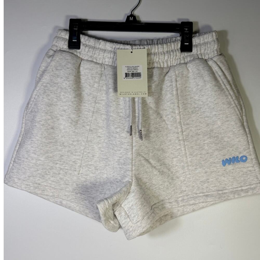 WILO The Label Women’s Fleece Jog Shorts White Marle Size M NWT
